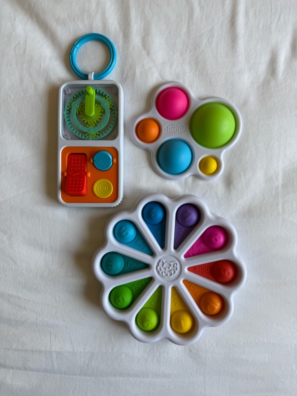 Fat Brain Toy Bundle Dimpl, Playtab, Pop-It Sensory Fidget Toy Set - Multicolor